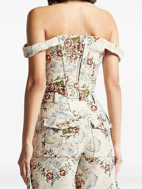 Manière De Voir Bonnie floral-jacquard corset top - Neutrals - zdjęcie produktu nr 2