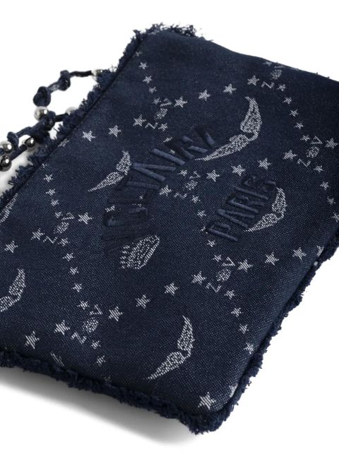 Zadig&Voltaire Angel monogram frayed pouch bag - Blue