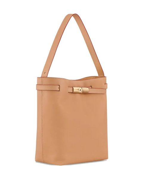 Longchamp Le Roseau L smooth leather shoulder bag - Neutrals