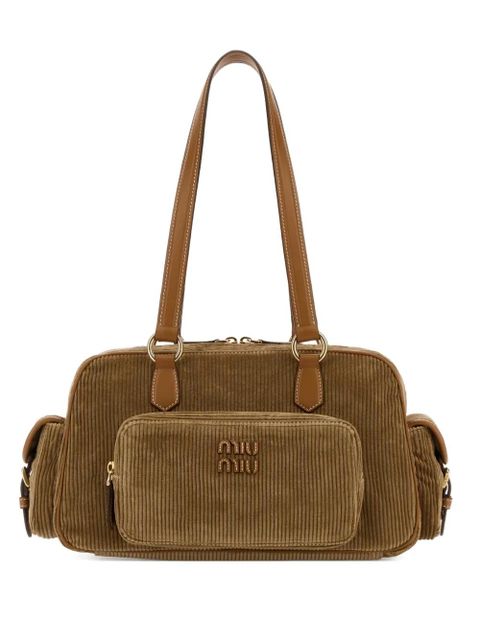 Miu Miu Pocket corduroy tote bag - Brown - zdjęcie produktu nr 1