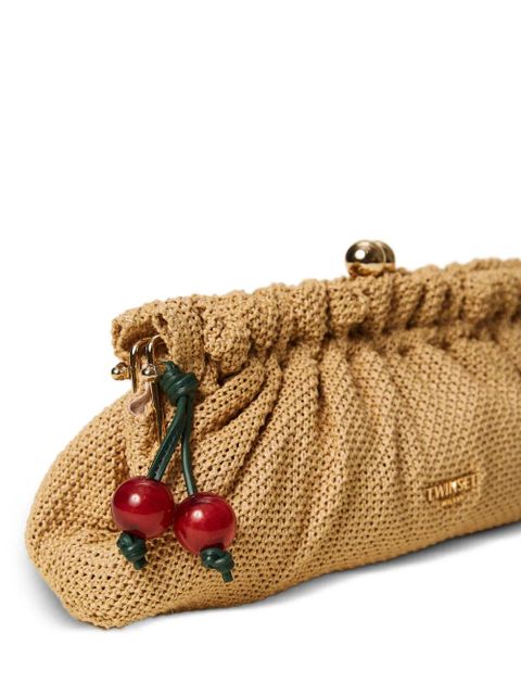 TWINSET cherry-charm embellished clucth bag - Neutrals