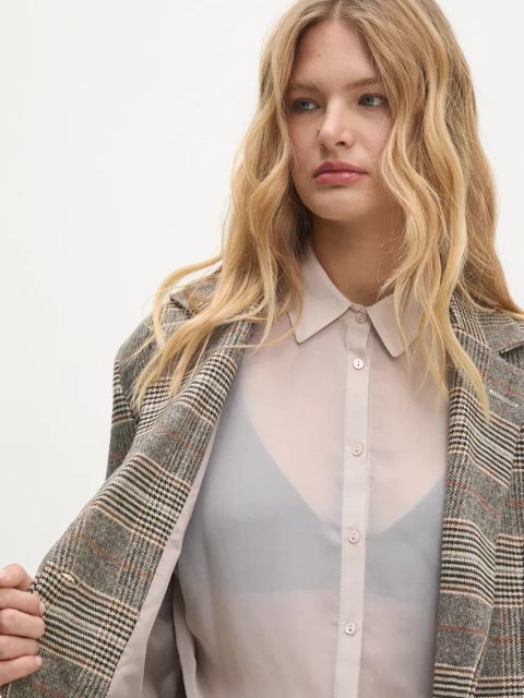 Answear.LAB marynarka kolor szary jednorzędowa wzorzysta