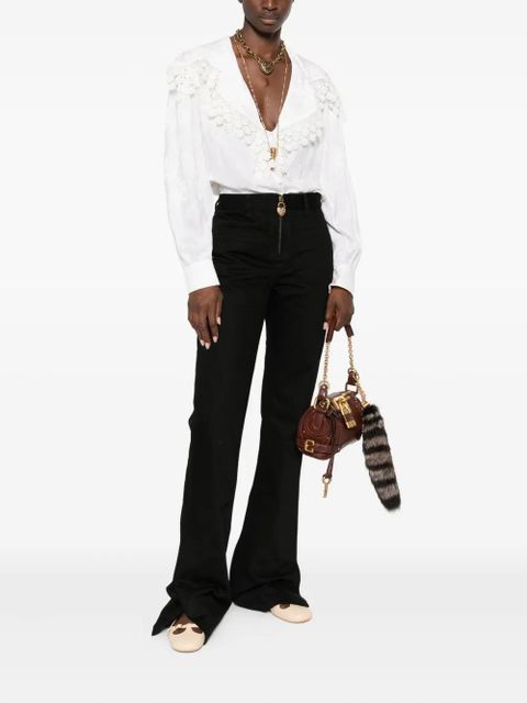 Chloé floral-lace trimmed shirt - White