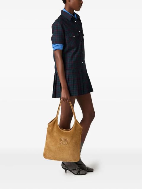 Miu Miu Ivy suede logo-detail shoulder bag - Brown - zdjęcie produktu nr 2
