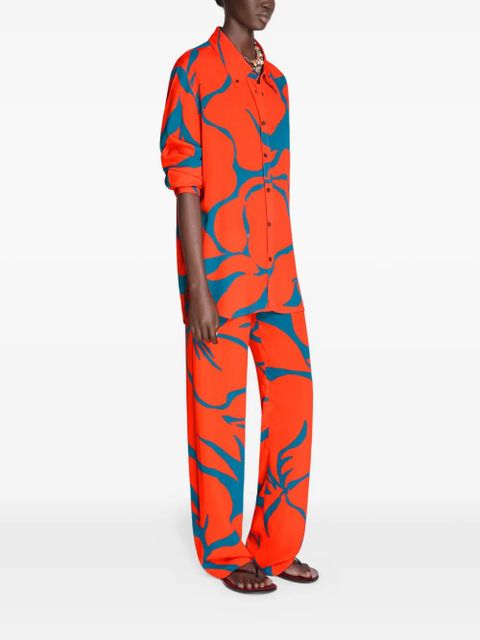 DRIES VAN NOTEN floral-print trousers - Orange