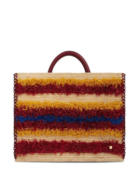 Rabanne striped woven tote bag - Red - zdjęcie produktu nr 1