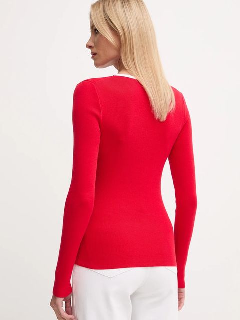 Calvin Klein Jeans sweter damski kolor czerwony LV044D360G - zdjęcie produktu nr 2