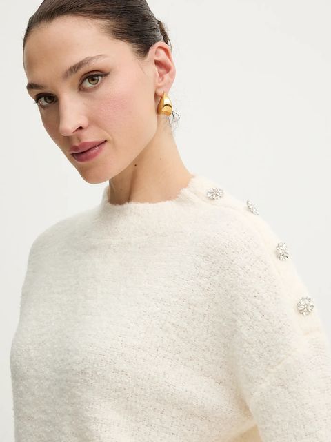 Morgan sweter z domieszką wełny MBULLE damski kolor beżowy MBULLE