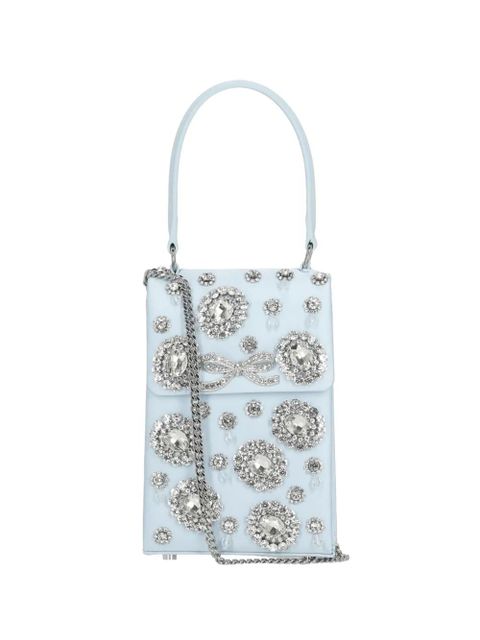 Self-Portrait crystal-embellished clutch bag - Blue - zdjęcie produktu nr 1