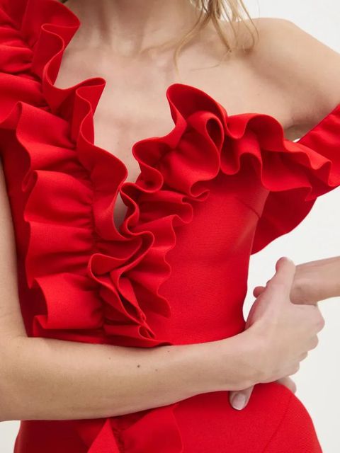 Answear.LAB sukienka kolor czerwony maxi dopasowana