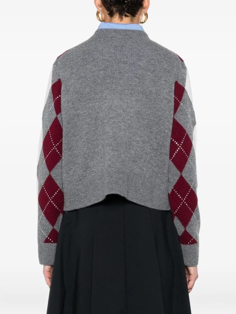 Maje argyle-print sweater - Grey