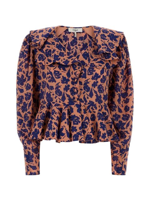 Chloé V-neck ruffled blouse - Pink - zdjęcie produktu nr 1