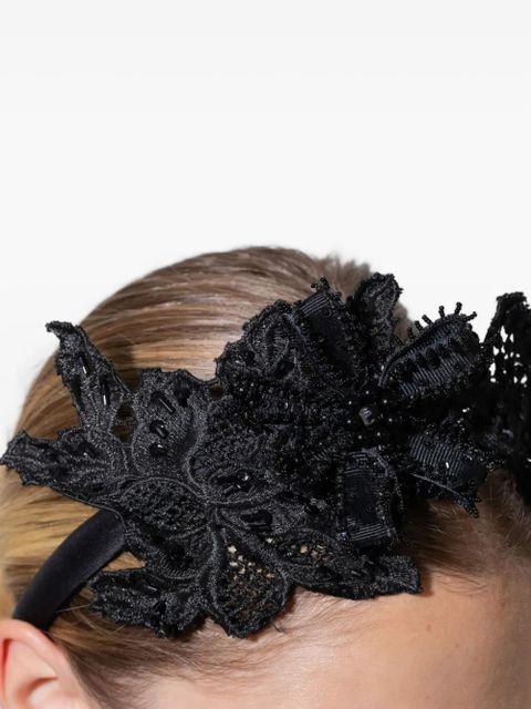 Jennifer Behr Alberta beaded floral headband - Black