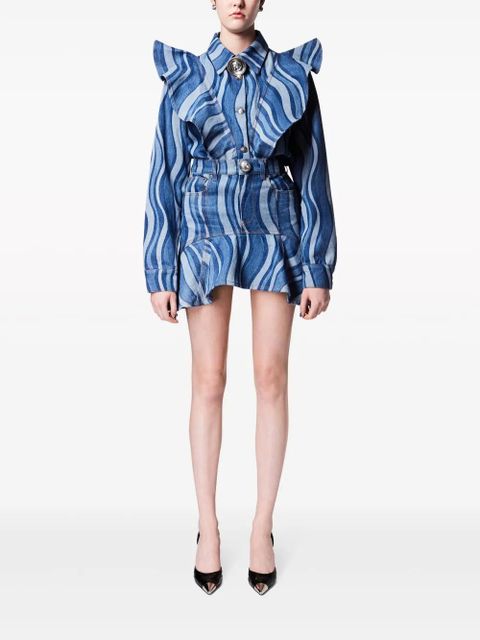 AREA sunray-patterned denim shirt - Blue - zdjęcie produktu nr 2