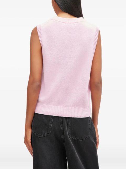 GANNI Puppy logo sleeveless knit vest - Pink