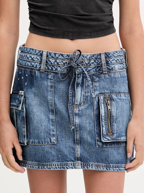 Guess Originals spódnica jeansowa HARRINGTON kolor niebieski mini ołówkowa W5YD0L D5R01 - zdjęcie produktu nr 1