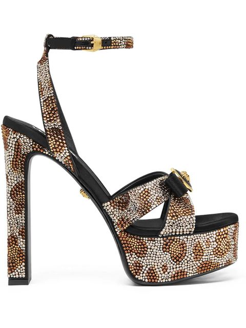 Versace 140mm crystal-leopard sandals - Brown - zdjęcie produktu nr 1