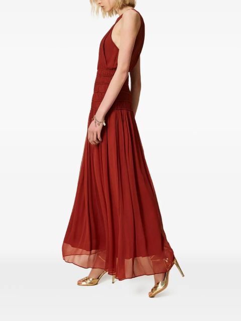TWINSET pleated long dress - Brown
