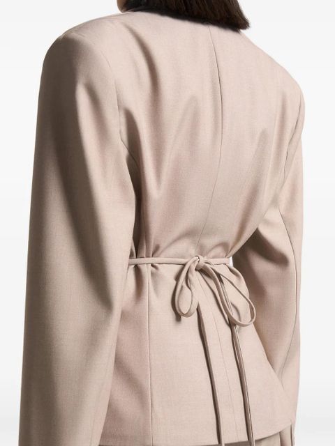 Manière De Voir wide-shoulder belted blazer - Neutrals