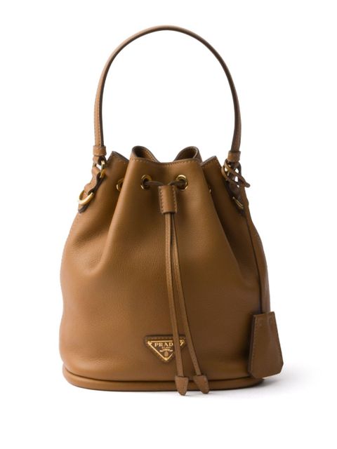 Prada mini leather bucket bag - Brown - zdjęcie produktu nr 1