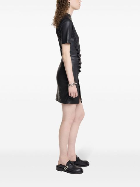 Rabanne ruched leather mini dress - Black