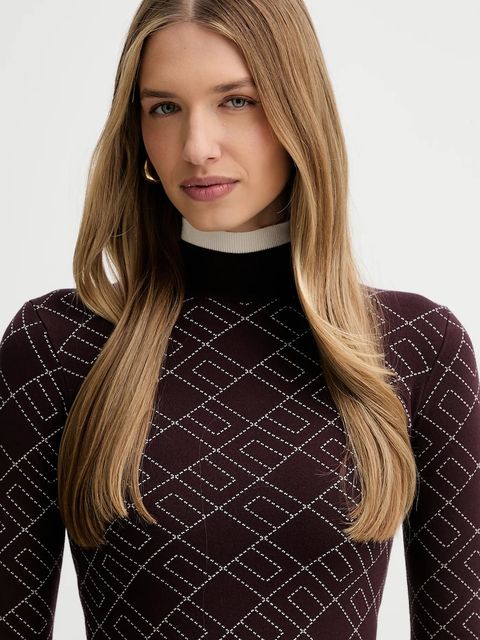 Elisabetta Franchi sukienka kolor bordowy midi dopasowana AM18T56E2