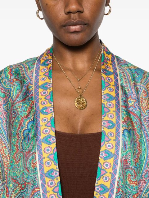 ETRO paisley-print open-front jacket - Blue