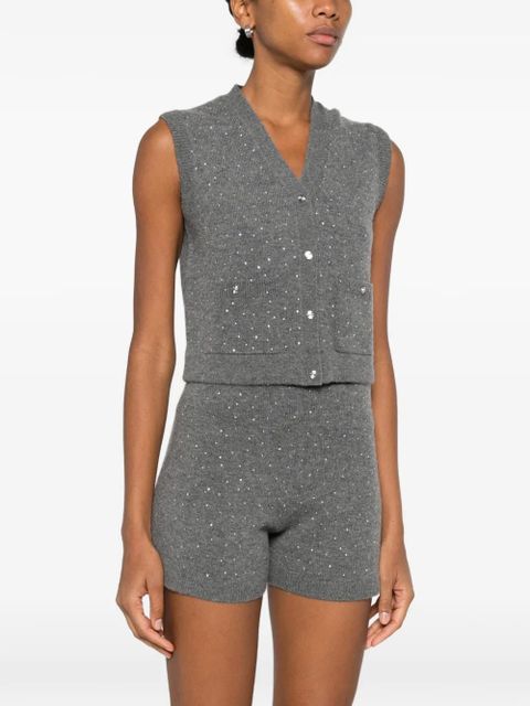 Maje Button Embellished Polo Top - Grey