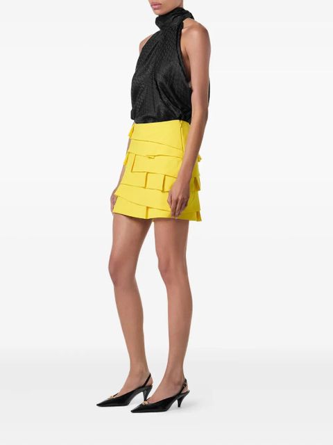 Versace neck-tie textured top - Black