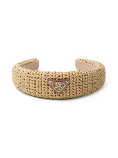 Prada triangle-logo crochet-knit headband - Neutrals - zdjęcie produktu nr 2