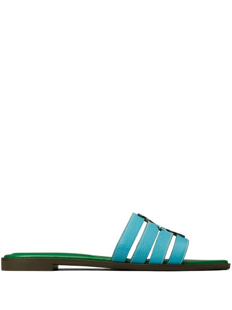 Tory Burch Ines cut-out leather slides - Green - zdjęcie produktu nr 1