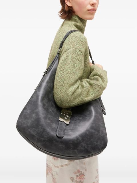 GANNI small Kat flower-buckle shoulder bag - Black