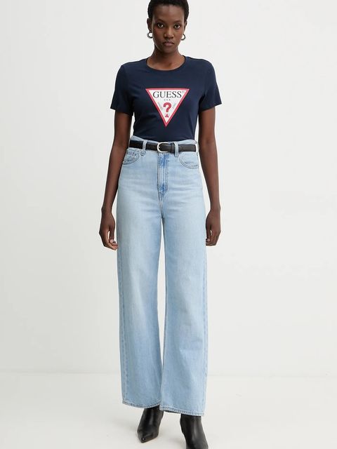 Guess t-shirt bawełniany damski kolor granatowy W1YI1B I3Z14