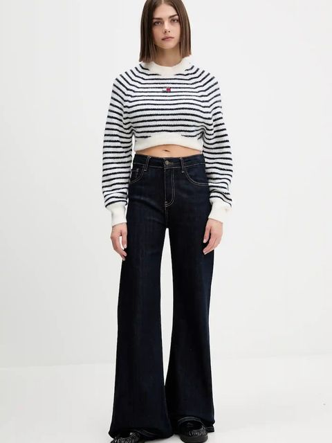 Tommy Jeans sweter z domieszką wełny damski kolor biały DW0DW21677