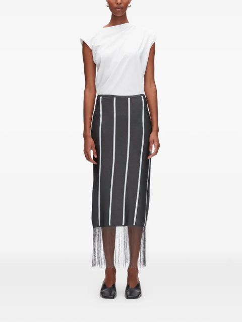 3.1 Phillip Lim striped fringed midi skirt - Black - zdjęcie produktu nr 2