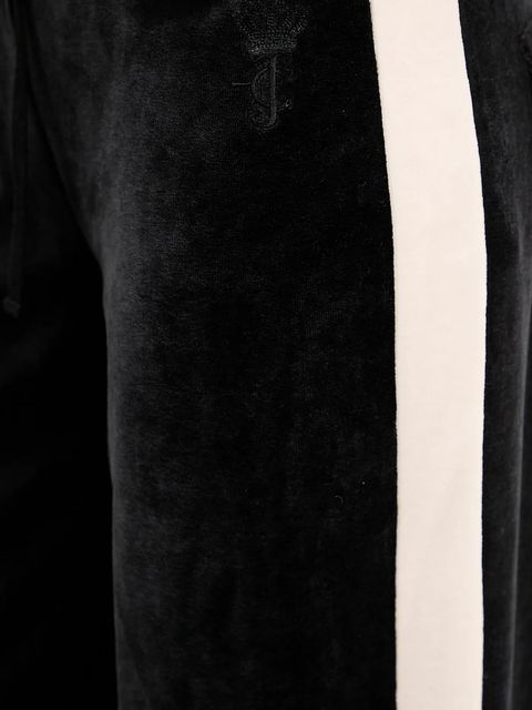 Juicy Couture spodnie dresowe welurowe damskie kolor czarny gładkie JCGBJ126002