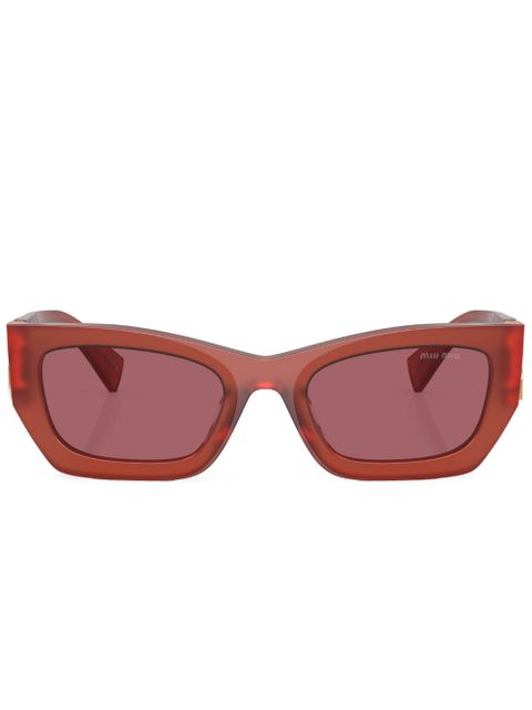 Miu Miu Eyewear logo-plaque rectangle-frame sunglasses - Red - zdjęcie produktu nr 1