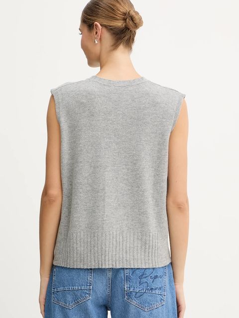 United Colors of Benetton kamizelka z dodatkiem wełny kolor szary lekki 126WD10BA