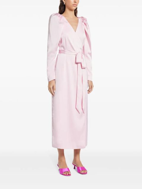 ROTATE BIRGER CHRISTENSEN long-sleeved satin wrap dress - Pink