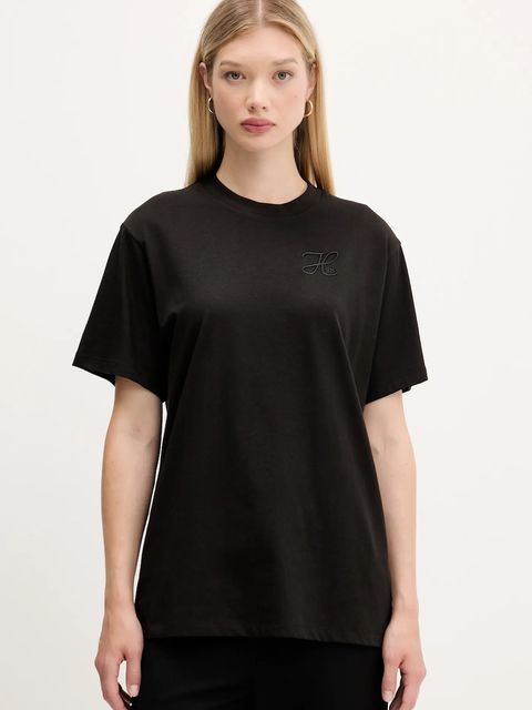 HUGO t-shirt bawełniany damski kolor czarny 50550901 - zdjęcie produktu nr 1