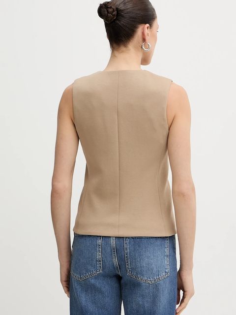 Weekend Max Mara kamizelka POGGIO kolor beżowy jednorzędowa 2615911021600