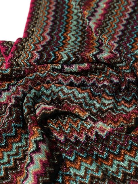 Missoni zigzag-pattern fringed scarf - Brown