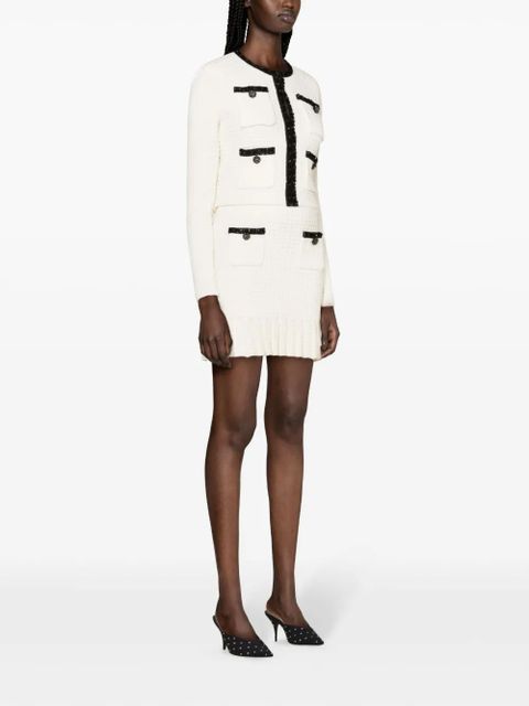 Self-Portrait waffle-knit mini skirt - Neutrals