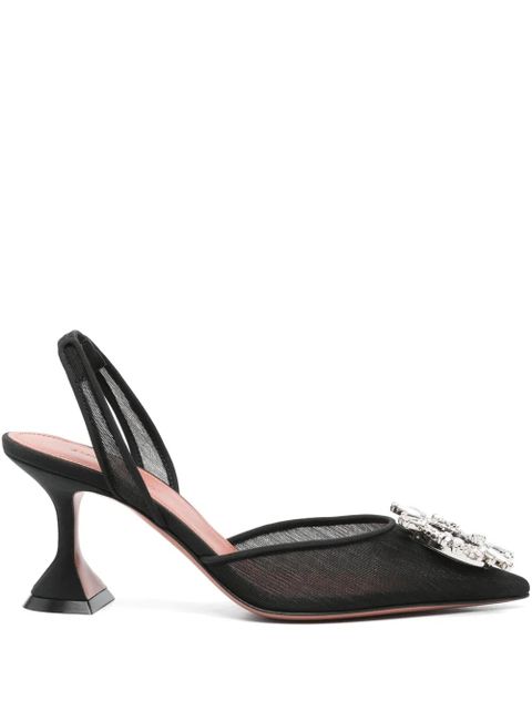 Amina Muaddi 75mm Begum Glass slingback pumps - Black - zdjęcie produktu nr 1