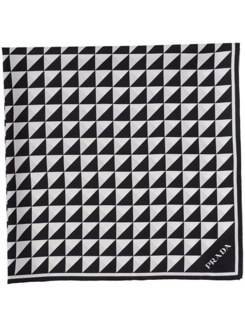 Prada triangle-logo silk scarf - Black - zdjęcie produktu nr 1