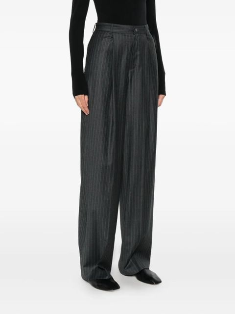 Aya Muse pinstripe-print pleated trousers - Grey