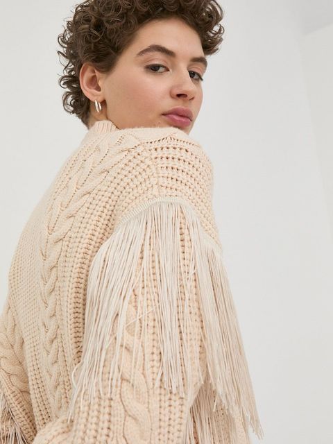 Bruuns Bazaar sweter damski kolor beżowy ciepły z półgolfem