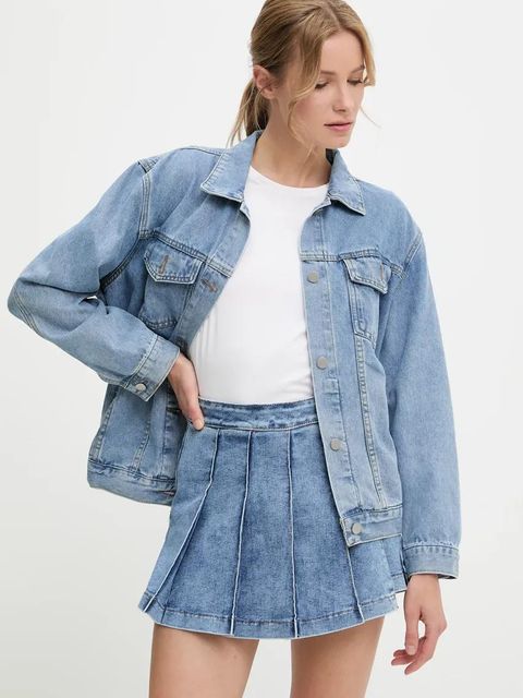 Answear.LAB kurtka jeansowa kolor niebieski przejściowa