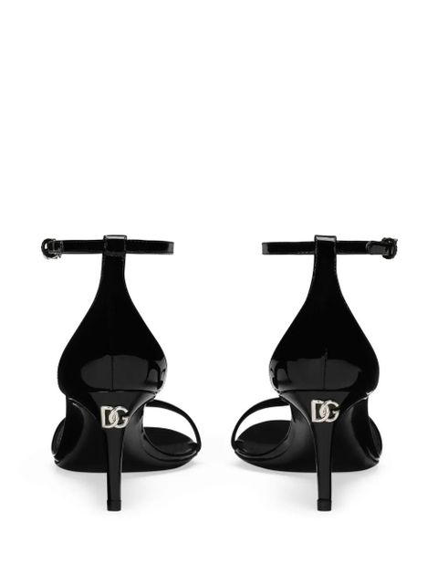 Dolce & Gabbana logo-plaque patent-leather sandals - Black