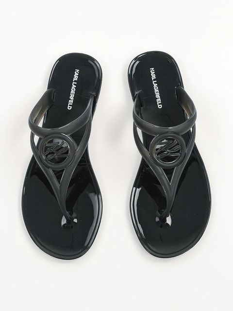 Karl Lagerfeld japonki JELLY THONG damskie kolor czarny na płaskim obcasie KL80007A